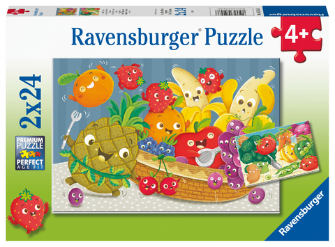 Ravensburger Kinderpuzzle - Freche Früchte - 2x24 Teile Puzzle für Kinder ab 4 Jahren