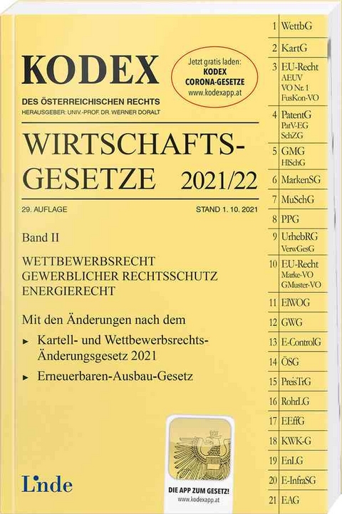 KODEX Wirtschaftsgesetze Band II 2021/22 - Georg Konetzky