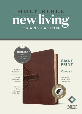 NLT Compact Giant Print Bible, Filament-Enabled Edition (Leatherlike, Mahogany Celtic Cross, Indexed, Red Letter) -  Tyndale