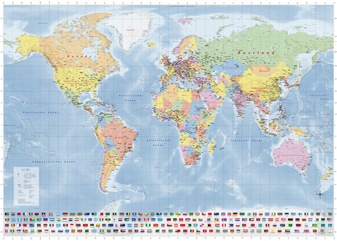 Große Weltkarte (politischer Stand: 2022) 1,4m X 1m mit Laminierung