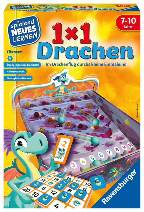 Ravensburger 24976 - 1x1 Drachen - Lernspiel für Kinder, Rechenspiel für Kinder von 7-10 Jahren, für 2-4 Spieler, Zahlenraum 1-100, kleines Einmaleins - Wolfgang Dirscherl