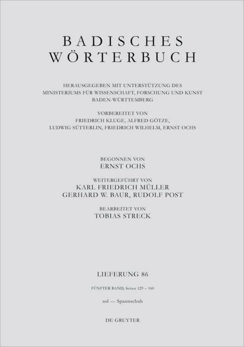 Badisches Wörterbuch / Badisches Wörterbuch. Band V/Lieferung 86 - 