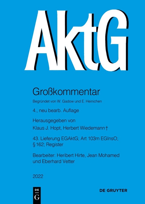 Aktiengesetz / EGAktG; § 162; Art 103m EGInsO - 