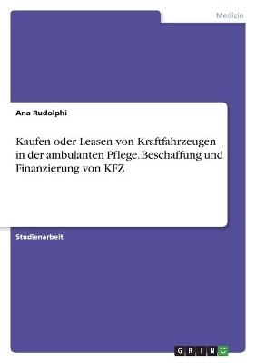 Kaufen oder Leasen von Kraftfahrzeugen in der ambulanten Pflege. Beschaffung und Finanzierung von KFZ - Ana Rudolphi