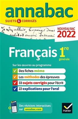 Annales du BAC Annabac 2022 Francais 1re generale sujets & corrige - Helene Bernard