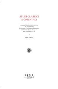 Studi Classici e Orientali LXIII 2017 - A.A. V.V.