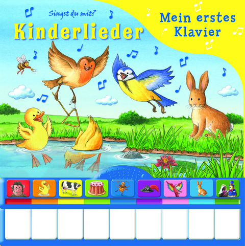 Kinderlieder - Mein erstes Klavier - Pappbilderbuch mit Klaviertastatur, 9 Kinderliedern und Vor- und Nachspielfunktion - 