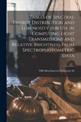 Tables of Spectral Energy Distribution and Luminosity for Use in Computing Light Transmissions and Relative Brightness From Spectrophotometric Data; NBS Miscellaneous Publication 86 -  Anonymous