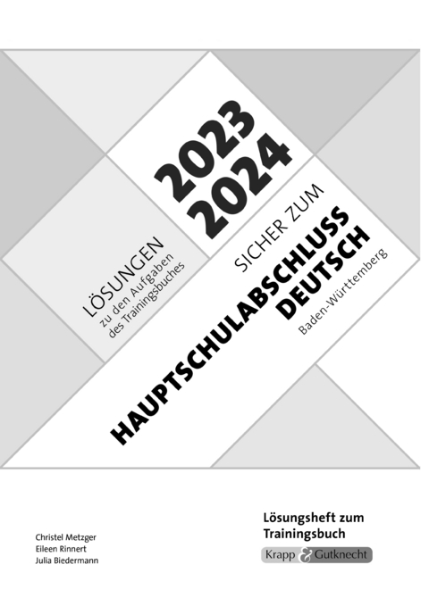 Sicher zum Hauptschulabschluss Deutsch Baden-Württemberg 2023 und 2024 - Christel Metzger, Eileen Rinnert