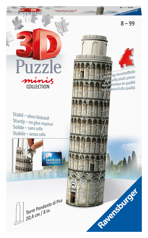 Ravensburger 3D Puzzle 11247 - Mini Schiefer Turm von Pisa - 54 Teile - ab 8 Jahren