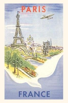 Vintage Journal Airplane Flying over Paris, France