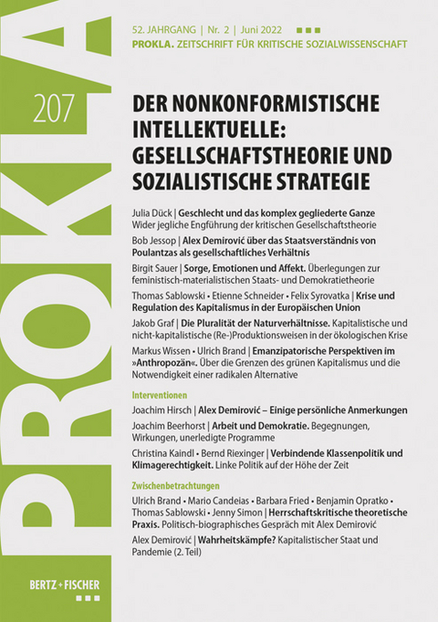 Der nonkonformistische Intellektuelle: Gesellschaftstheorie und sozialistische Strategie -  Prokla 207