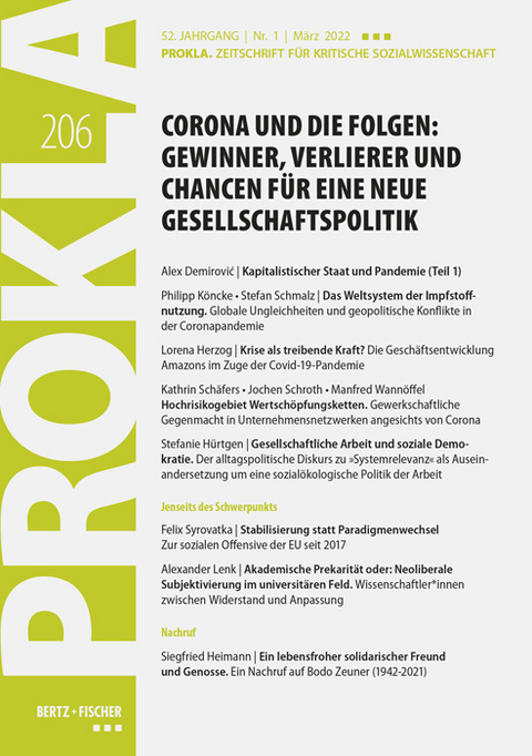 Corona und die Folgen: Gewinner, Verlierer und Chancen für eine neue Gesellschaftspolitik -  Prokla 206