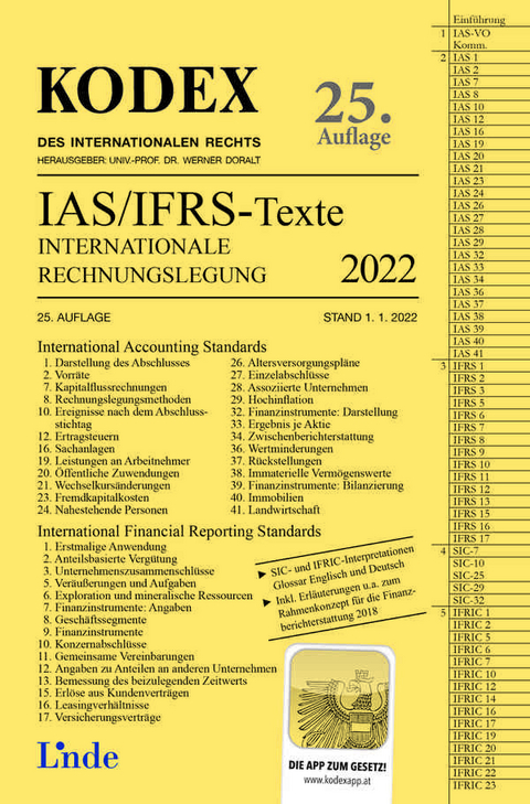 KODEX Internationale Rechnungslegung IAS/IFRS - Texte 2022 - Alfred Wagenhofer