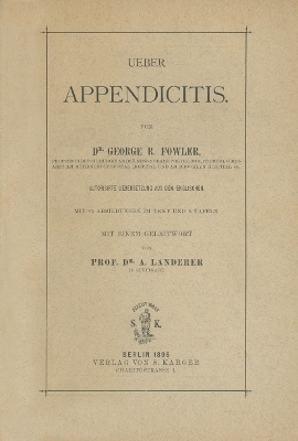 Über Appendicitis - G.R. Fowler