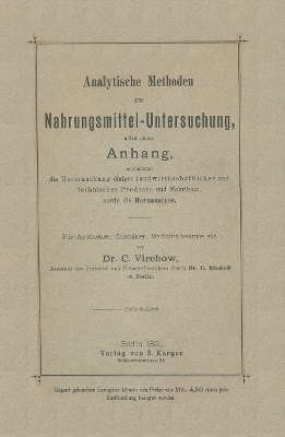 Analytische Methoden zur Nahrungsmitteluntersuchung - C. Virchow