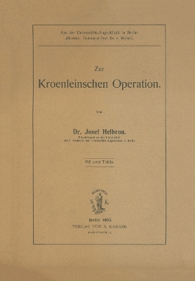 Zur Kronleinschen Operation - J. Helbron