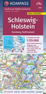 KOMPASS Großraum-Radtourenkarte 3701 Schleswig-Holstein, Hamburg, Ostfriesland 1:125.000 - 