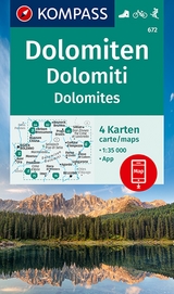 KOMPASS Wanderkarten-Set 672 Dolomiten, Dolomites, Dolomiti (4 Karten) 1:35.000 - 