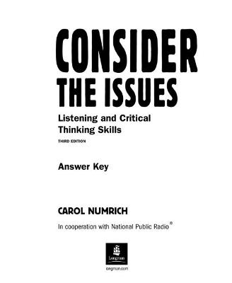 Consider The Issues Answer Key - Carol Numrich