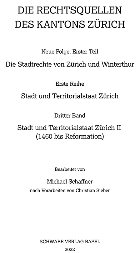 Stadt und Territorialstaat Zürich II (1460 bis Reformation)