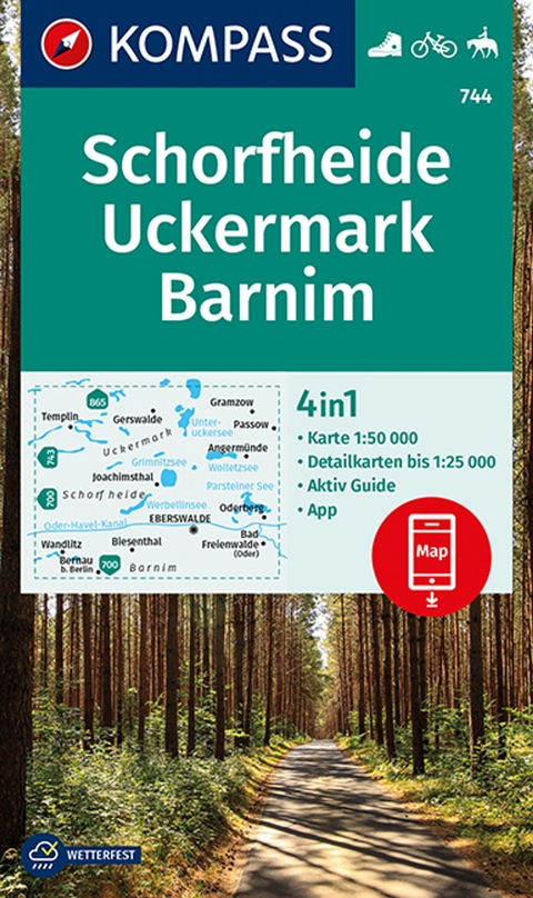 KOMPASS Wanderkarte Schorfheide, Uckermark, Barnim 744 - 