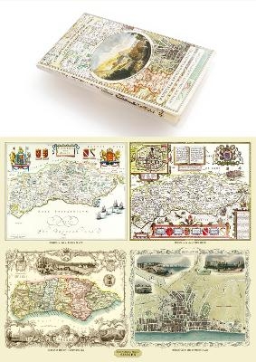 A County of Sussex 1611 – 1836 – Fold Up Map that features a collection of Four Historic Maps, John Speed’s County Map 1611, Johan Blaeu’s County Map of 1648, Thomas Moules County Map of 1836 and a Plan of the City of Brighton from 1851 by John Tallis. The maps feature a number of vignette views from the period including Brighton’s Chain Pier. - Mapseeker Publishing Ltd Mapseeker Publishing Ltd