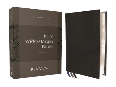 NIV, Wide Margin Bible (A Bible that Welcomes Note-Taking), Premium Goatskin Leather, Black, Premier Collection, Red Letter, Art Gilded Edges, Comfort Print -  Zondervan