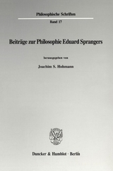 Beiträge zur Philosophie Eduard Sprangers. - 