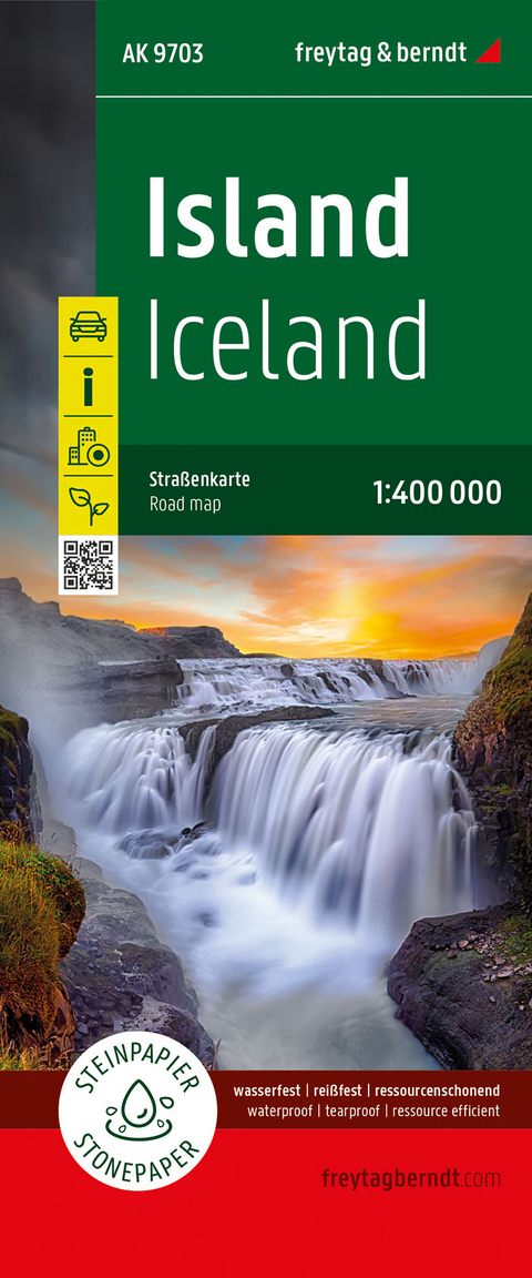 Island, Straßenkarte 1:400.000, freytag & berndt, Softcover