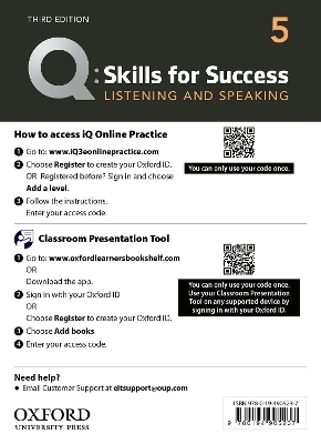 Q: Skills for Success: Level 5: Listening and Speaking Teacher's Access Card - Susan Earl-Carlin