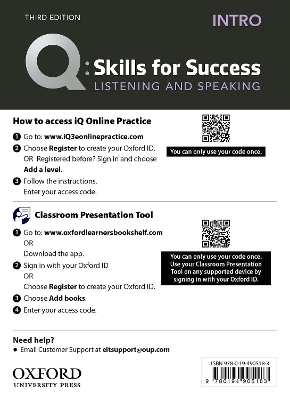 Q: Skills for Success: Intro Level: Listening and Speaking Teacher's Access Card - Kevin McClure, Mari Mari, Kristin Sherman