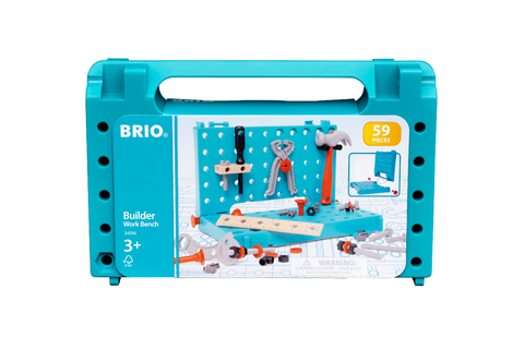 BRIO Builder 34596 Werkbank-Koffer - Einstiegs-Set für kleine Handwerker mit Hammer, Schraubenzieher sowie vielen Schrauben, Muttern und weiteren Spielelementen - Empfohlen für Kinder ab 3 Jahren