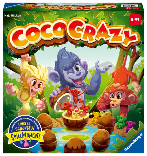 Ravensburger 20897 - Coco Crazy, Brettspiel für Kinder ab 5 Jahren, Familienspiel für Kinder und Erwachsene, Merkspiel für 2-8 Spieler - Hajo Bücken
