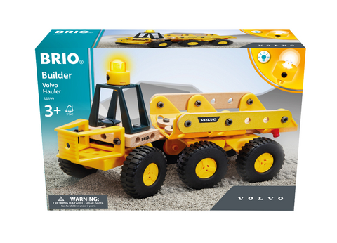 BRIO Builder 34599 Volvo Muldenkipper - Starkes Baufahrzeug mit kippbarer Ladefläche, Knicklenkung und Lichtmodul - Empfohlen für Kinder ab 3 Jahren