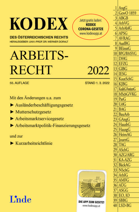 KODEX Arbeitsrecht 2022 - Edda Stech, Gerda Ercher-Lederer