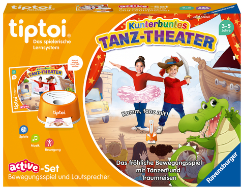 Ravensburger tiptoi® Spiel 00122 ACTIVE Set Kunterbuntes Tanz-Theater, Bewegungsspiel ab 3 Jahren - Janet Kneisel