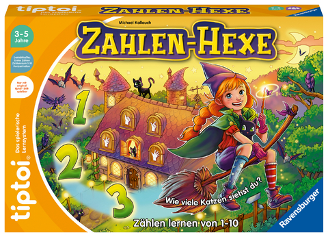 Ravensburger tiptoi Spiel 00132 Zahlen-Hexe, Zählen lernen von 1 - 10 für Kinder ab 3 Jahren - Michael Kallauch