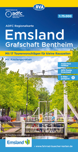 ADFC-Regionalkarte Emsland Grafschaft Bentheim, 1:75.000, mit Tagestourenvorschlägen, reiß- und wetterfest, E-Bike-geeignet, mit Knotenpunkten, GPS-Tracks Download - 