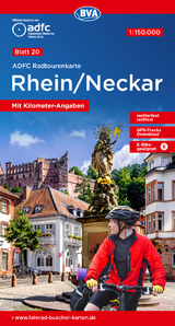 ADFC-Radtourenkarte 20 Rhein /Neckar 1:150.000, reiß- und wetterfest, E-Bike geeignet, GPS-Tracks Download, mit Bett+Bike Symbolen, mit Kilometer-Angaben - 