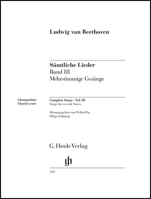 Ludwig van Beethoven - Sämtliche Lieder und Gesänge mit Klavier, Band III (Nr. 2, 3, 4 und 5) - 