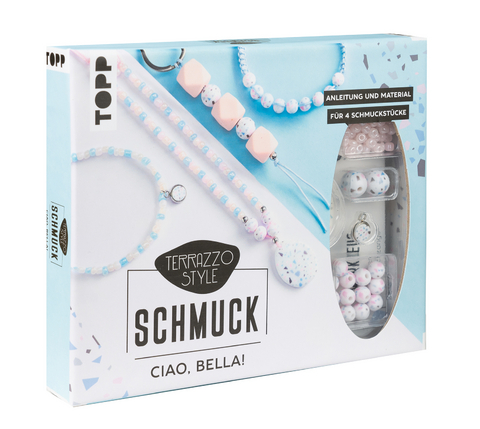 Terrazzo-Schmuckset Ciao, Bella! (pastellig/ Blau) -  Frechverlag