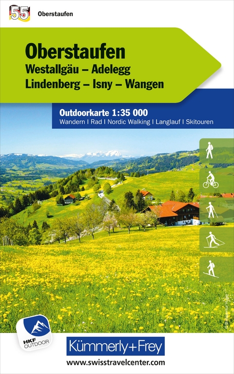 Oberstaufen Westallgäu, Adelegg, Lindenberg, Isny, Wangen Nr. 55 Outdoorkarte Deutschland 1:35 000