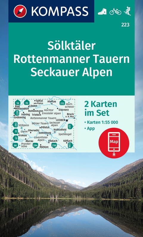 KOMPASS Wanderkarten-Set 223 Sölktäler, Rottenmanner Tauern, Seckauer Alpen (2 Karten) 1:55.000