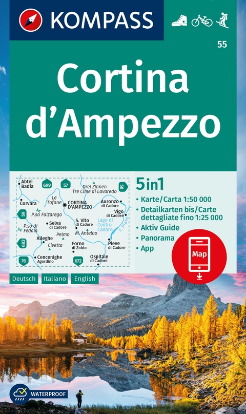 KOMPASS Wanderkarte 55 Cortina d'Ampezzo 1:50.000