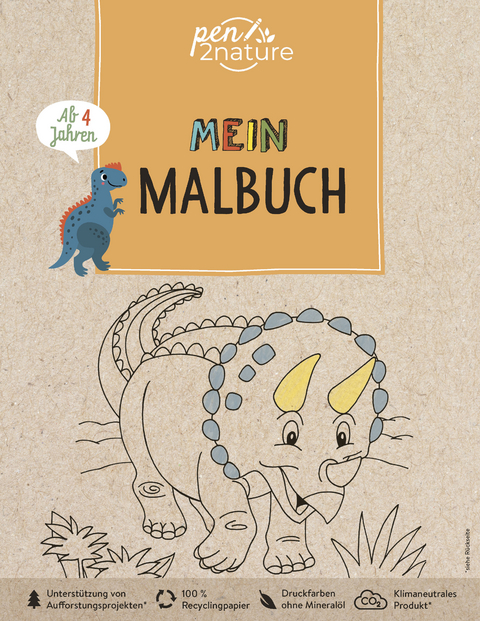 Mein Malbuch Dinosaurier. Umweltfreundliches Malen für Kinder ab 4 Jahren