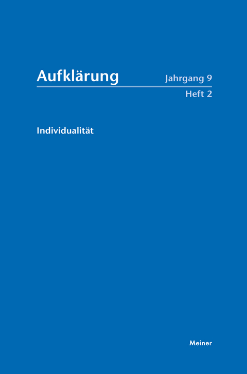 Aufklärung, Band 9/2: Individualität - 