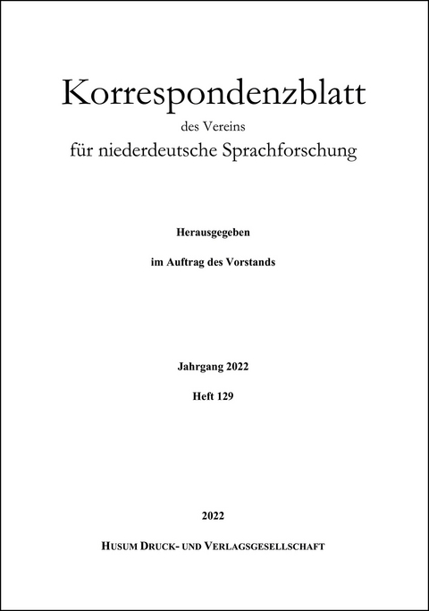 Korrespondenzblatt des Vereins für niederdeutsche Sprachforschung