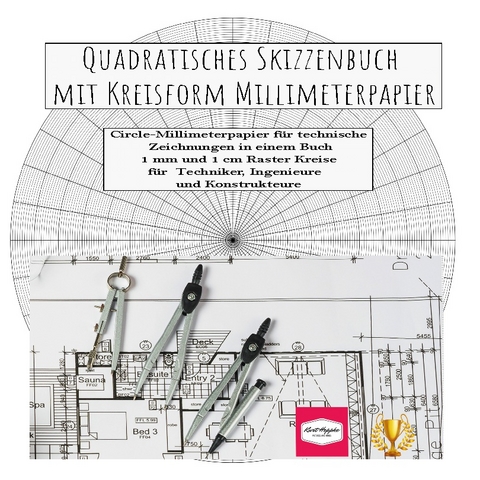 Quadratisches Skizzenbuch mit Kreisform Millimeterpapier - Kurt Heppke