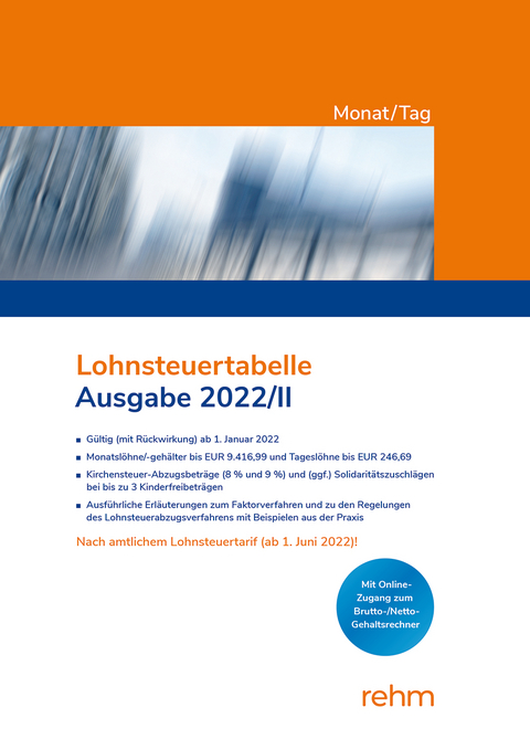 Lohnsteuertabelle Monat/Tag 2022/II